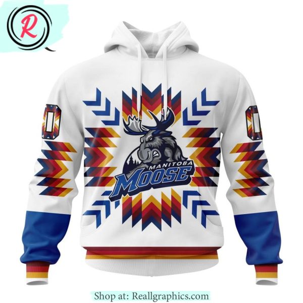 ahl manitoba moose special design with native pattern hoodie