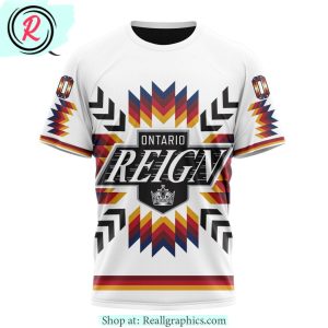 ahl ontario reign special design with native pattern hoodie