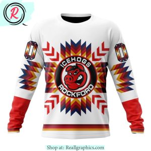 ahl rockford icehogs special design with native pattern hoodie