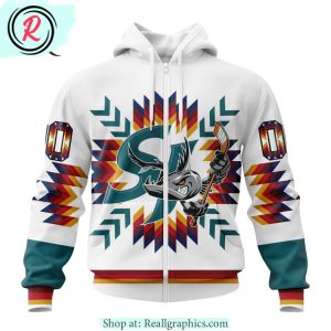 ahl san jose barracuda special design with native pattern hoodie
