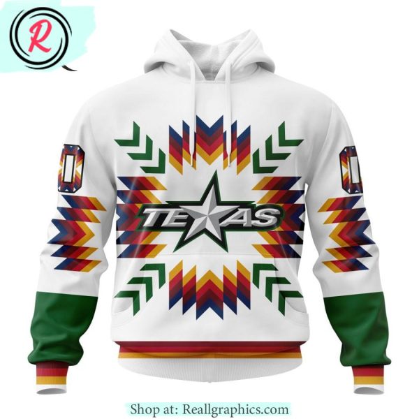 ahl texas stars special design with native pattern hoodie