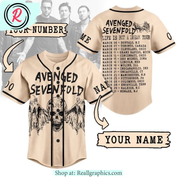 avenged sevenfold life is but a dream tour custom baseball jersey