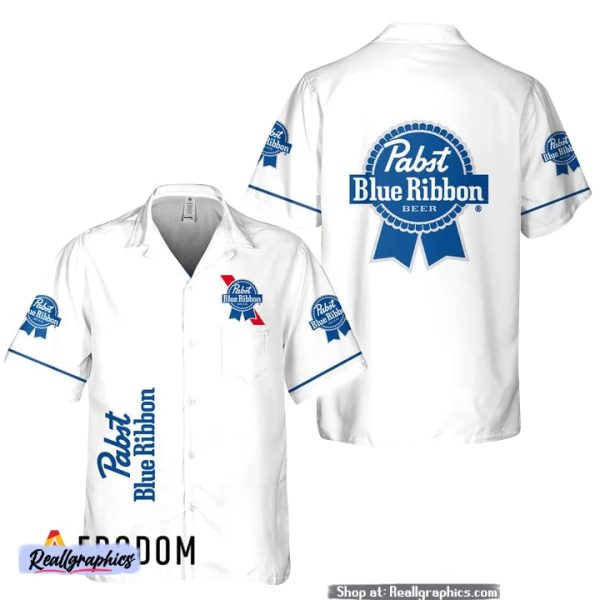 basic printed pabst blue ribbon hawaii shirt