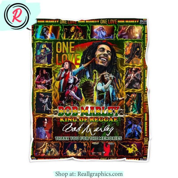 bob marley king of reggae thank you for the memories fleece blanket
