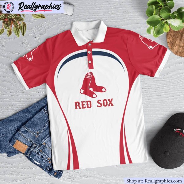 boston red sox curve casual polo shirt, boston red sox unique gifts