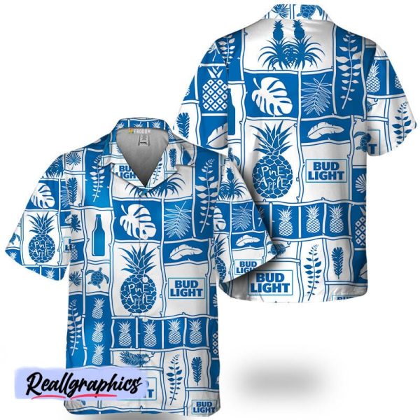 bud light tropical pineapple hawaiian shirt