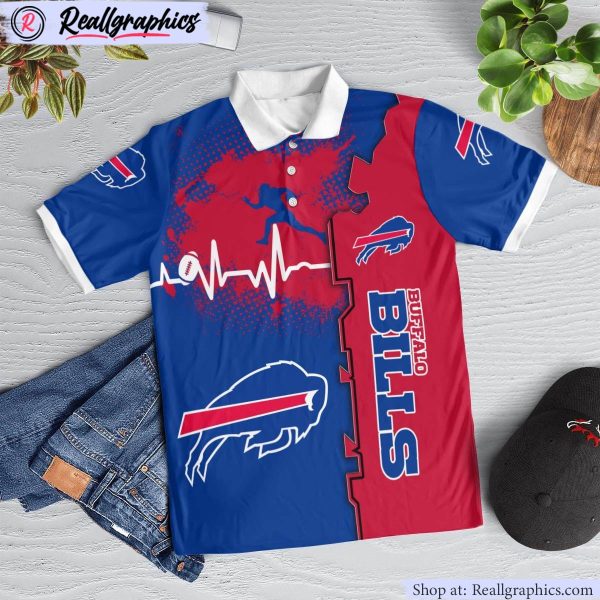 buffalo bills heartbeat polo shirt, bills fan shirt