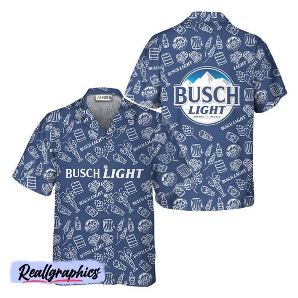 busch light doodle art hawaiian shirt