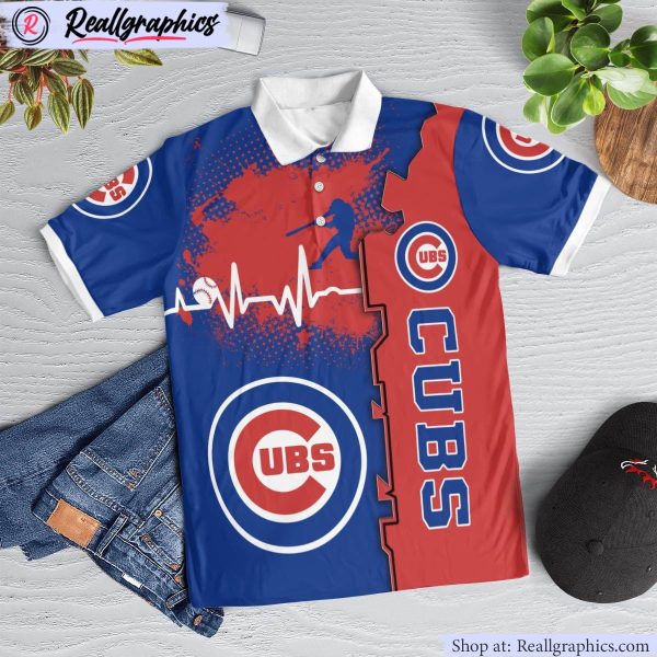 chicago cubs heartbeat polo shirt, cubs team gifts