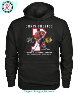 chris chelios chicago blackhawks 1990-1999 most career playoff games played unisex shirt