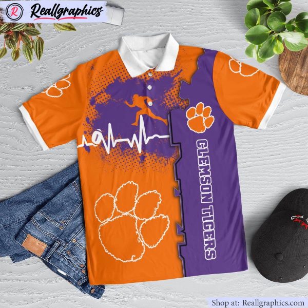 clemson tigers heartbeat polo shirt, clemson tigers merchandise