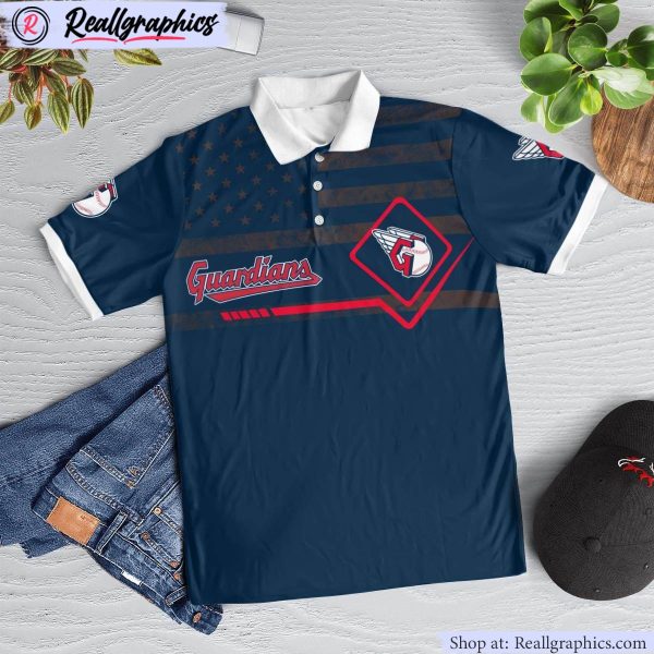cleveland guardians american flag polo shirt, guardians apparel