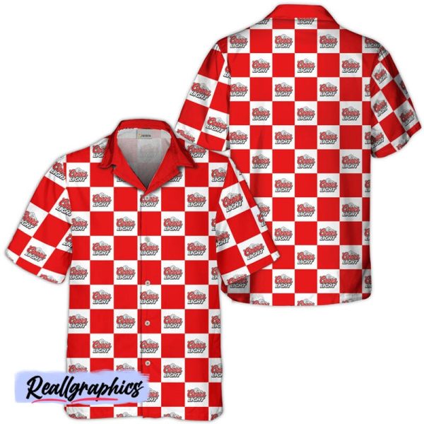 coors light checkerboard hawaiian shirt