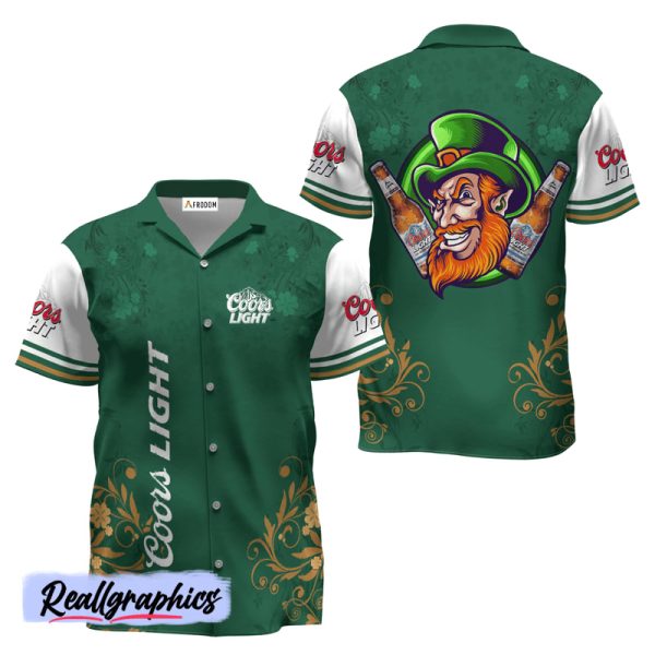 coors light st. patrick's day leprechaun hawaiian shirt