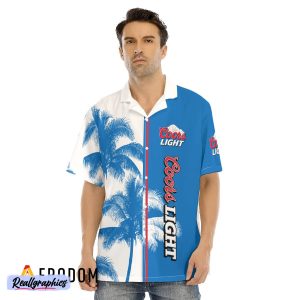 coors light tropical coconut trees hawaiian shirt