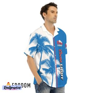 coors light tropical coconut trees hawaiian shirt