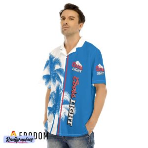 coors light tropical coconut trees hawaiian shirt