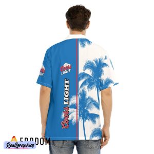 coors light tropical coconut trees hawaiian shirt