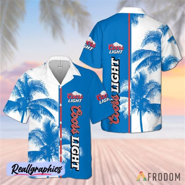 coors light tropical coconut trees hawaiian shirt