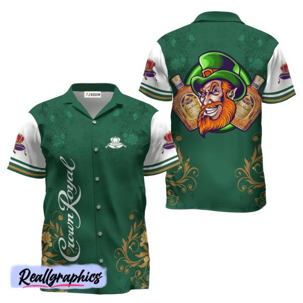 crown royal st. patrick's day leprechaun hawaiian shirt