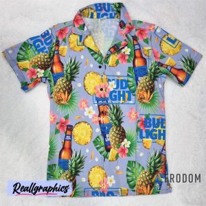 floral pineapple bud light hawaiian shirt