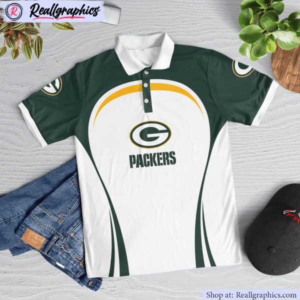 green bay packers curve casual polo shirt, packers apparel