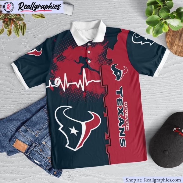 houston texans heartbeat polo shirt, texans unique gifts
