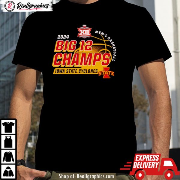 iowa state cyclones 2024 big 12 men's basketball conference tournament champions locker room shirt
