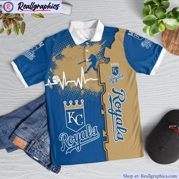 kansas city royals heartbeat polo shirt, kc royals fan shirt for sale