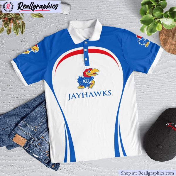 kansas jayhawks curve casual polo shirt, jayhawks gifts for fans