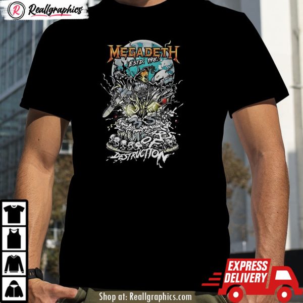 megadeth estd 1983 years of destruction black version skeleton unisex shirt