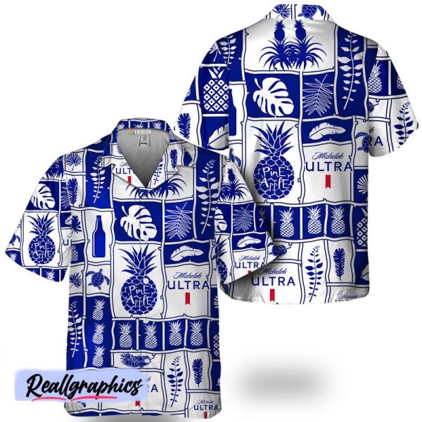 michelob ultra tropical pineapple hawaiian shirt