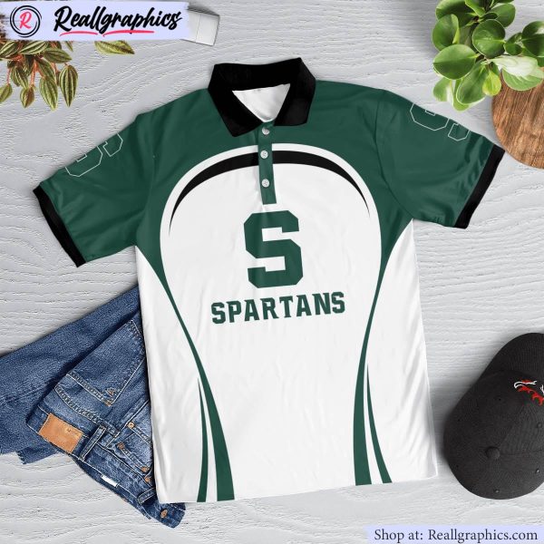 michigan state spartans curve casual polo shirt, spartans clothing