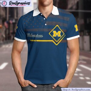 michigan wolverines american flag polo shirt, michigan wolverines fan shirt for sale