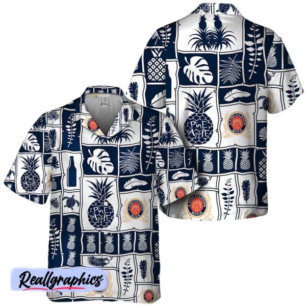 miller lite tropical pineapple hawaiian shirt