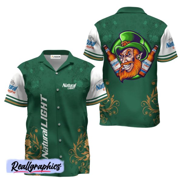 natural light st. patrick's day leprechaun hawaiian shirt