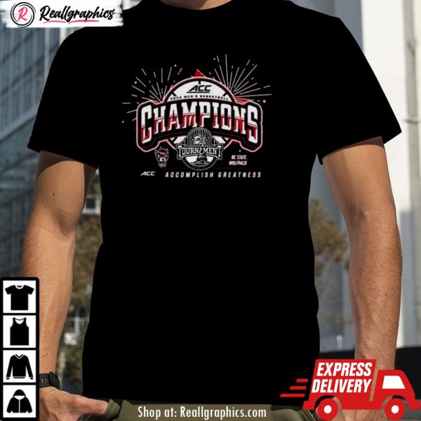 nc state wolfpack 2024 acc men's basketball conference tournament champions locker room unisex shirt