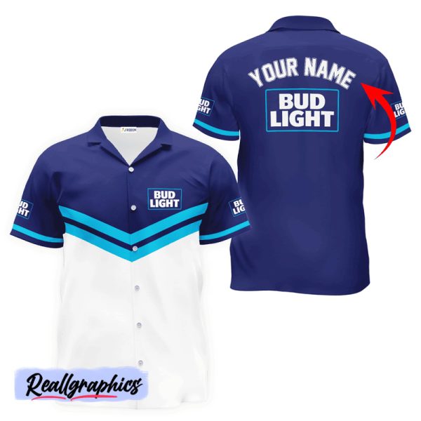 personalized bud light blue tennis hawaiian shirt