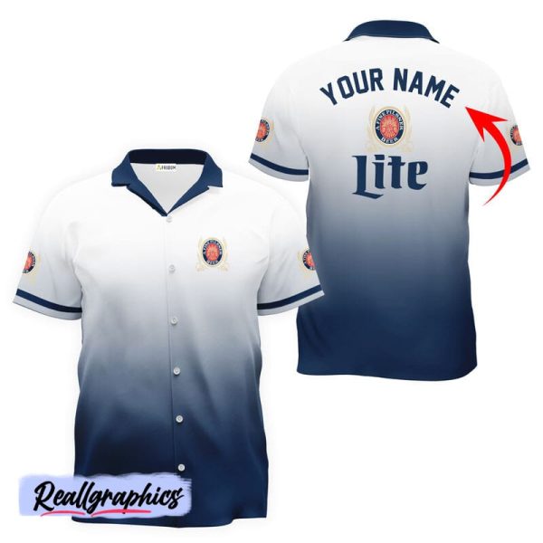 personalized miller lite gradient hawaiian shirt