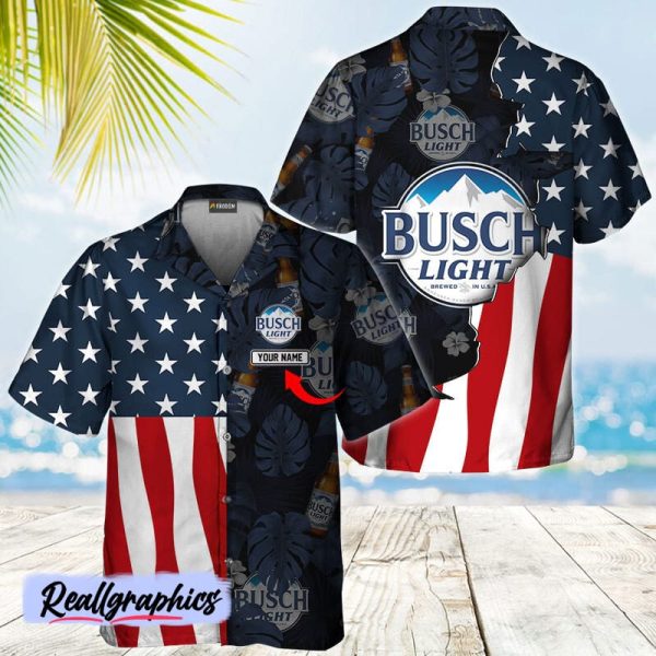 personalized tropical vibes american flag busch light hawaiian shirt