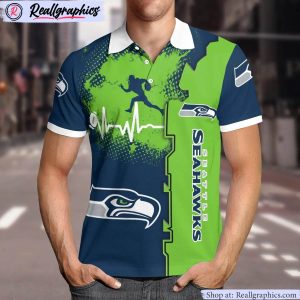 seattle seahawks heartbeat polo shirt, seattle seahawks merchandise
