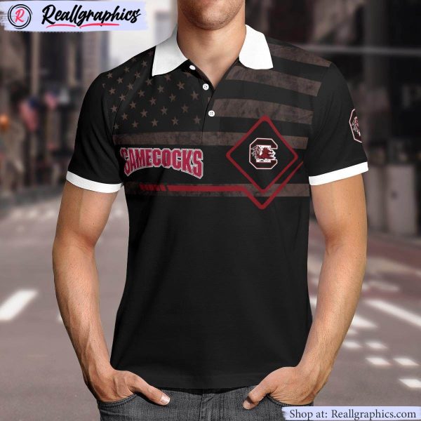 south carolina gamecocks american flag polo shirt