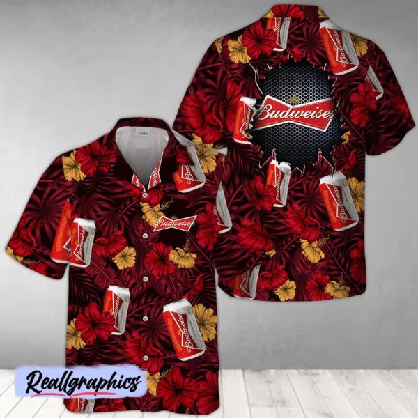 summer aloha floral budweiser hawaiian shirt