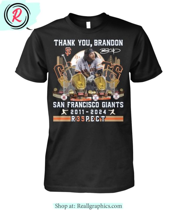 thank you brandon san francisco giants 2011-2024 r35pect unisex shirt