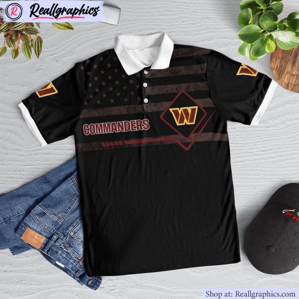 washington commanders american flag polo shirt, commanders fan shirt for sale