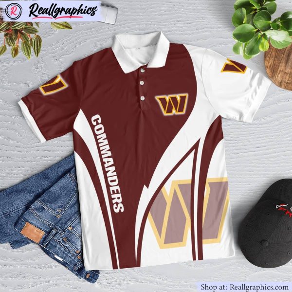 washington commanders magic team logo polo shirt, commanders gear
