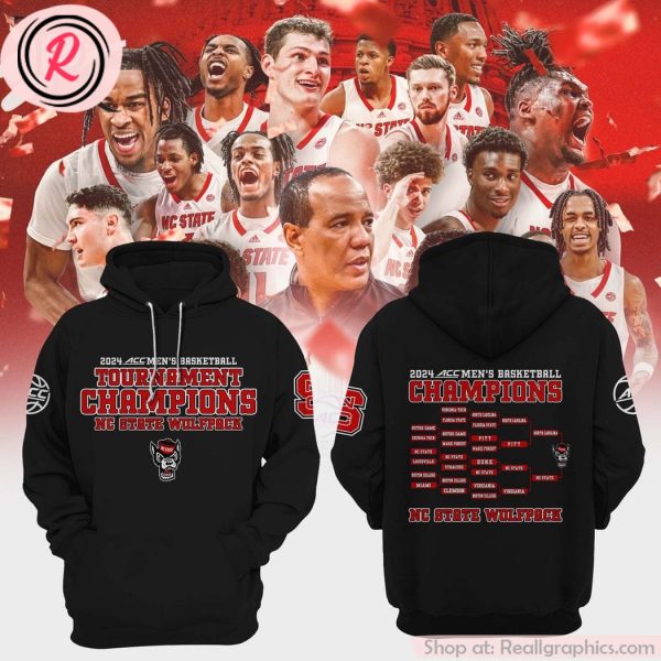 2024 acc men's basketball tournament champions nc state wolfpack hoodie