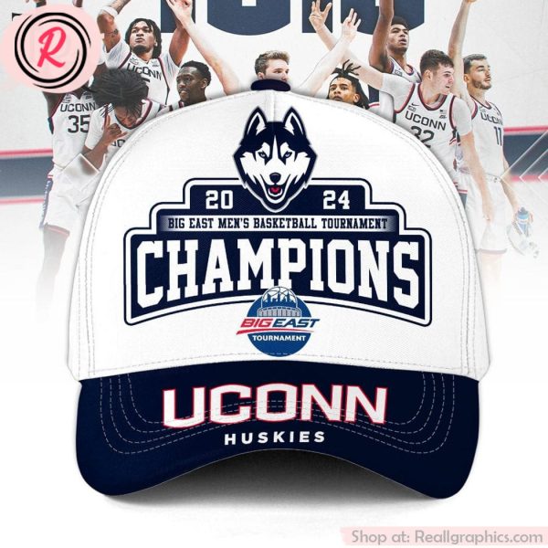 2024 big east men's basketball tournament champions uconn huskies classic cap - white