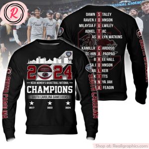2024 ncaa women's basketball national champions south carolina gamecocks hoodie - black