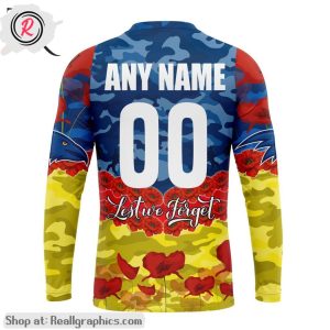 afl adelaide crows special anzac day design lest we forget aop shirt, hoodie, sweatshirt